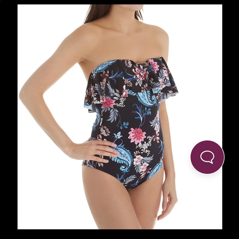 Floral strapless one piece-12